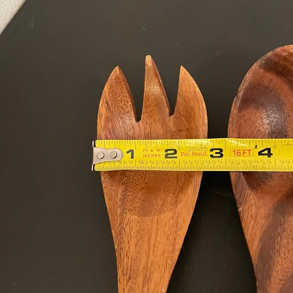 Set of 2 Genuine MONKEY POD Hand Crafted Wood Salad Spoon & Fork Serving Set